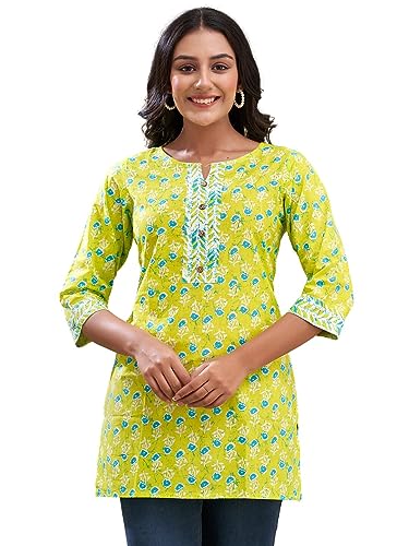 Image of feranoid Women Cotton Printed Short Kurti | Short Kurti for Women | Printed Cotton Kurti