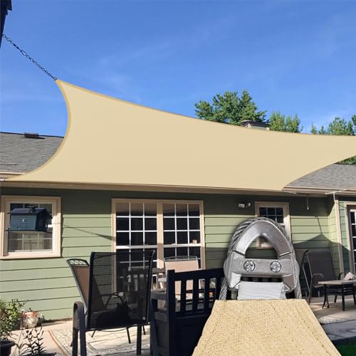 TANG Sunshades Depot A Ring Design Steel Cable Wire Reinforcement Sun Shade Sails 18' x 22 ' Rectangle Sand Heavy Duty Permeable 260 GSM