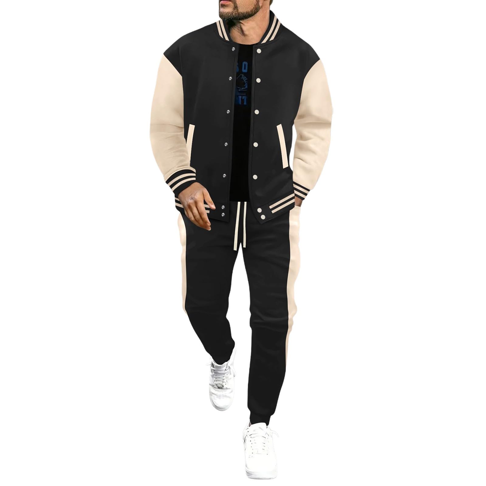 Generisch Tuta sportiva casual da uomo, set composto da giacca e pantaloni, elegante e versatile, perfetto per l'uso quotidiano e le attività all'aperto