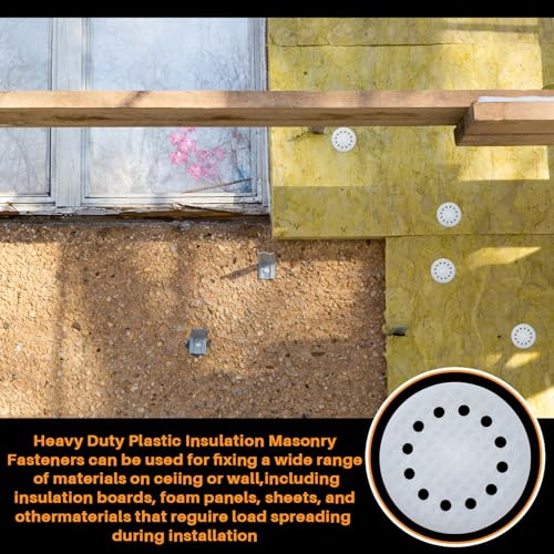 Wonderjune 250 Pcs 10cm Heavy Duty Plastic Insulation Masonry Fasteners, Durable Anchors Fasteners for Fixing and Fastening Rigid Foam Insulation Board Panels - Image 6
