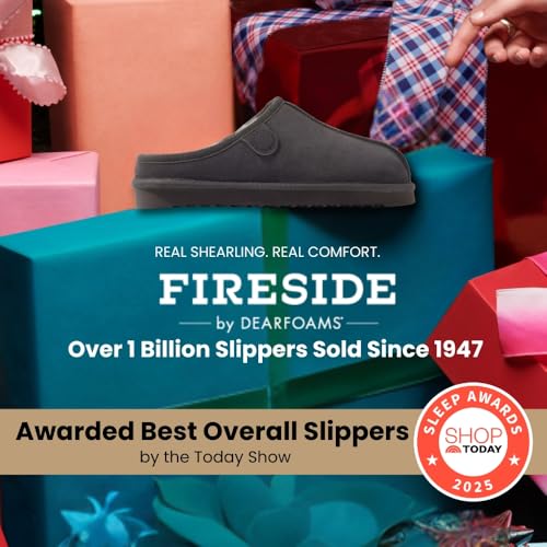 Image of Fireside by Dearfoams Women's Greta Genuine Shearling Clog Slippers, 100% Natural Suede Clogs for Outdoor & Indoor