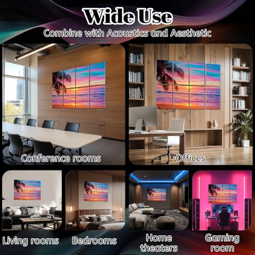 Paneles Acústicos Decorativos 8 Pack, 48x32 Pulgadas, Control de Sonido, Diseño Sunset Beach Tropical con Palmeras miniatura 7