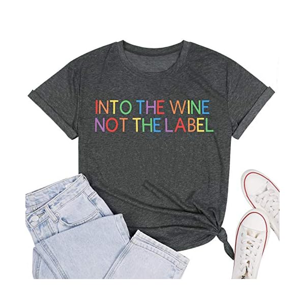 Into The Wine Tee Shirt Women LGBTQ Pride T-Shirt Short Sleeve Drinking Gift Casual Short Sleeve Tops