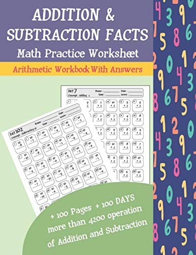 Buy addition and Subtraction Facts Math Practice Worksheet Arithmetic ...