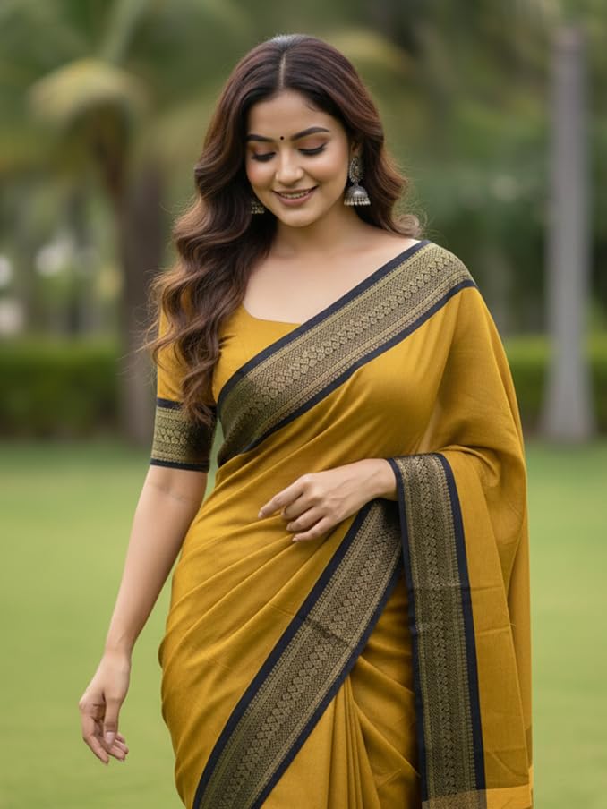 Image of SUPERLAXMI Womens Narayana Pattu Narayanpeth Cotton Silk Saree with unstitched blouse