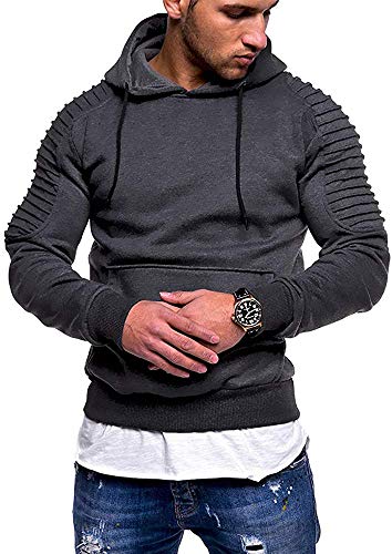 COOFANDY Men's Active Hoodies Sport Sweatshirt Casual Pullover Hipster Hooded with Pocket Dark Gray