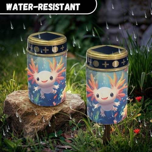 Image of Axolotl Print Solar Garden Stake Lights Grave Lamp for Outdoor Cemetery Waterproof Dustproof Flameless Automatic Solar Light