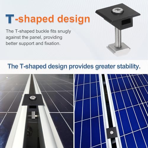 Abrazaderas en T de 40mm para panel solar de aluminio con llave kit de 10 piezas 5