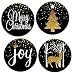48pack Black Merry Christmas Joy Deer Tree Assortment Stickers Labels Envelope Decorative Seals -1.5inch