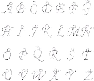 PH PandaHall 約213個/箱 26種 合金 アルファベットチャーム A-Z文字 ペンダント アクセサリートップ 銀古美 チャーム メタルチャーム 金具パーツ DIY用品 手芸用品 ジュェリー製作 手作り素材 銀色