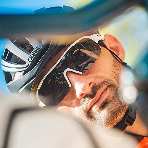 Óculos de Sol para Ciclismo e Corrida Hupi Pacer Branco/preto - Lente Preto, Cor: Branco/preto