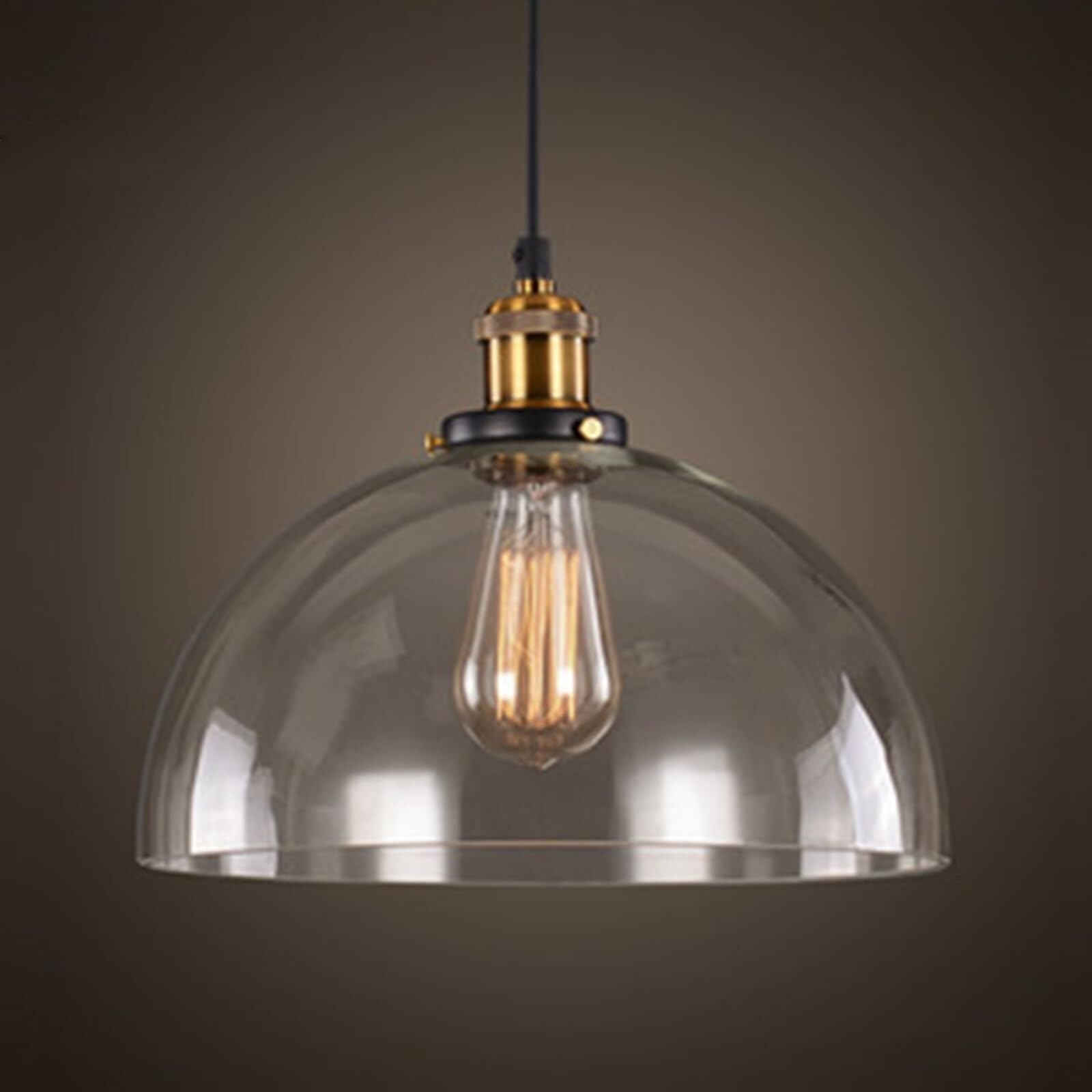 SYAXVOM Vintage Industrial Glass Pendant Lamp E27, Ceiling Chandelier with Shade, Lighting for Bedroom, Living Room, Restaurant and Loft(Modello D- Trasparente)