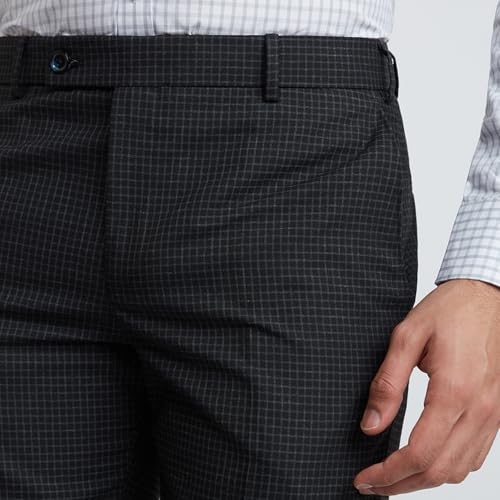 Image of Park Avenue Men Regular Fit Checks Pattern Poly Viscose Blend Flat Front Formal Trouser