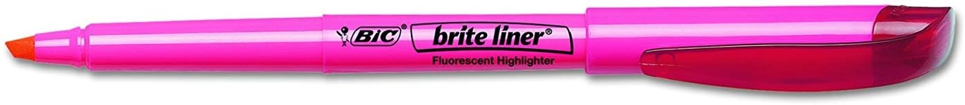 BIC Brite Liner Highlighter, Chisel Tip, Pink, 24-Count
