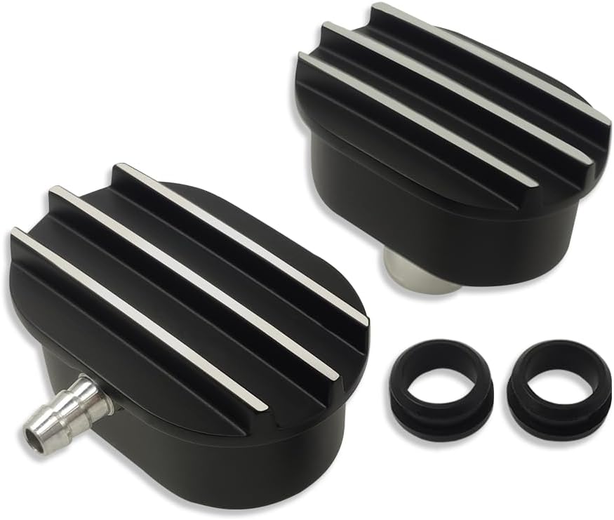 DEMOTOR PERFORMANCEFinned Oval Black Aluminum Valve Cover Breather PCV Combo Kit Nostalgia For Chevy Ford Mopar