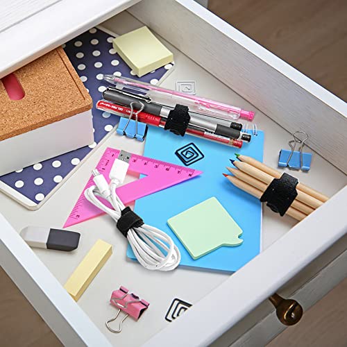 60 Pcs Black Cable Management Ties,Viaky 6" Inches (15Cm) Reusable Self-Gripping Cord Straps Fastening Microfiber Cloth Hook And Loop Cord Ties, Organize Wires, Cord Organizer For Desks And Workshop #TOP5