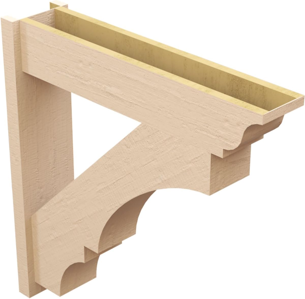 Ekena Millwork 8"W x 36"D x 36"H Balboa Traditional Rough Cedar Woodgrain TimberThane Outlooker, Primed Tan