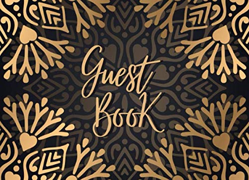 Gold Guest book with unique tradition moroccan flower handmade: 8x6 inches with 100 pages