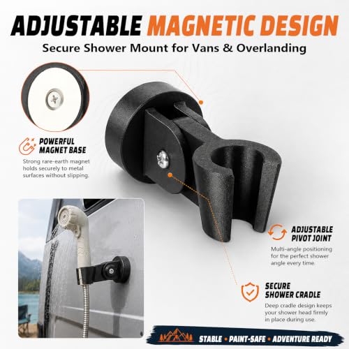 Soporte Magnético para Cabezal de Ducha para Vans y Overlanding – Montaje de Ducha para Camping Manos Libres y Seguro para Pintura miniatura 4
