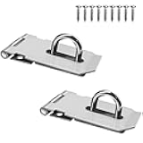 2Pcs Stainless Steel Gate Lock Hasp, Safety Packlock Clasp Lock Set for Doors, Cabinets, Closets and More (3inch-Silver)