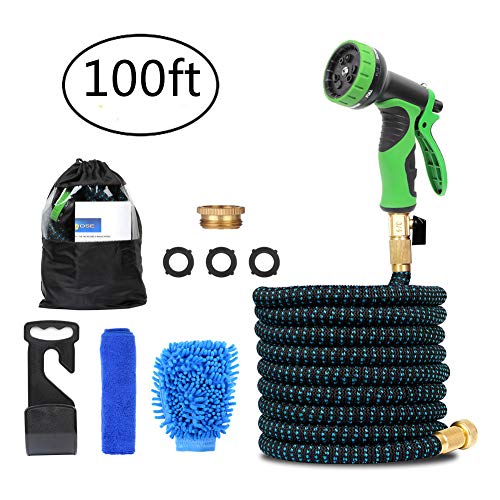 Preisvergleich Produktbild Meerveil 100FT 30M Flexibler Gartenschlauch, dehnbarer Wasserschlauch, Dreilagiger Latex-Schlauch, Flexischlauch, 10 Funktion Multifunktionsdüse, 1.9cm massiver Messing Verbinder