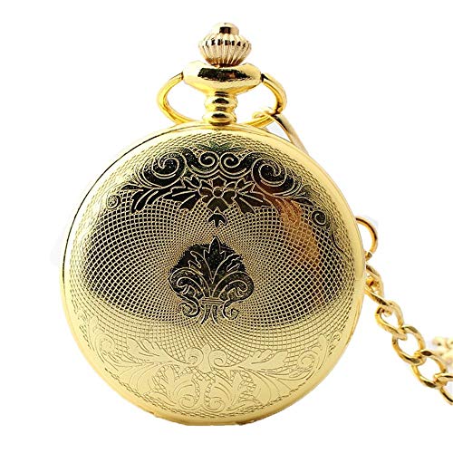Vintage zakhorloge goud stalen herenhorloge met ketting - Afbeelding 5