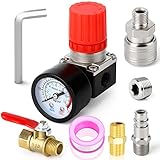 MEANLIN MEASURE 1/4 Inch Air Compressor Regulator with Gauge, 0-180 PSI Air Gauge Regulator Inline...