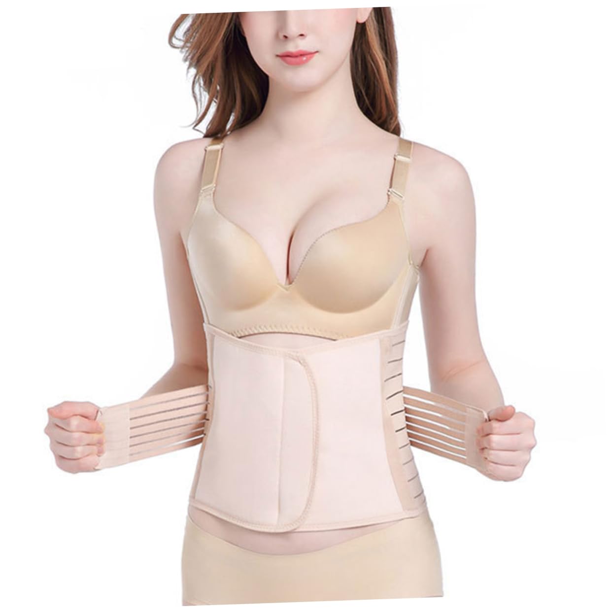 FRCOLOR Belly Recovery Belt Women's Abdomen Belt Postpartum Support Girdle Lumbar Support Waist Trimmer Made of Stretchable Breathable Materials Size (reinforce Pattern) Beige