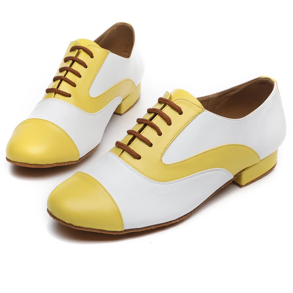 Zapatos de Baile de Salón de Cuero para Hombres Tacón Bajo Práctica L147