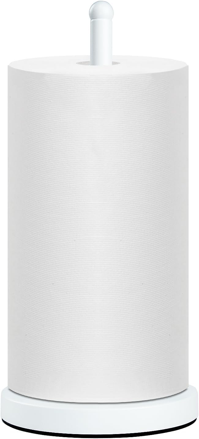 Soporte de metal para toallas de papel, soporte de base resistente, dispensador de rollos para soporte de papel blanco, mesa de comedor, decoración de baño, hogar, encimera, blanco mate (YGC019)