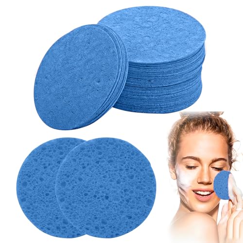 ZWWOGE 60 Piezas Esponja Facial Comprimida,Desmaquillante Facial Esponjas,Esponja de Spa de Belleza Natural Reutilizable Limpieza Facial y Exfoliante para el Cuidado Diario de la Piel