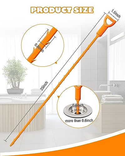 25 Inch Sink Snake Drain Clog Remover Tool,6 Pack Drain Cleaner Hair Clog Remover Tool, Drain Hair Remover Plumbers Snake, Drain Cleaner Sticks, Easy and Quick Unclog Sink Drain, Kitchen, Shower, tub. - Image 4