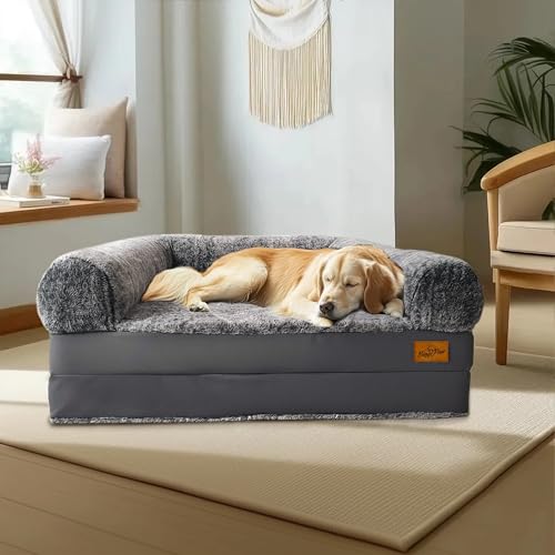 BingoPaw Foldable Human Dog Bed: Orthopedic Memory Foam Human Sized Dog Bed, Waterproof Pet Bed for People, Faux Fur Pet Couch for Adult Grey 180x95x28cm - Image 4