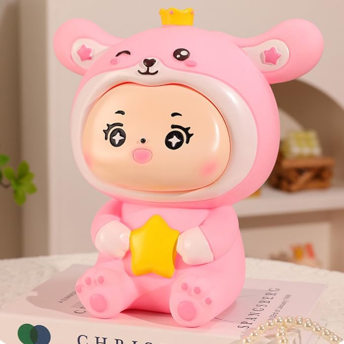 Image of Money Saving Bank with Coin Slot / /Creative Cartoon Design Money Bank / /Plastic Piggy Bank for Boys & Girls (Pack of 1) (Pink Rabbit)
