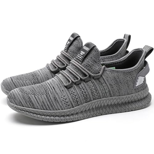 Image of Men's Walking Running Shoes Lightweight Breathable Sneakers | Easy slip-on design with knitted mesh upper. Lightweight non-slip tennis sneakers for gym, daily walking and work