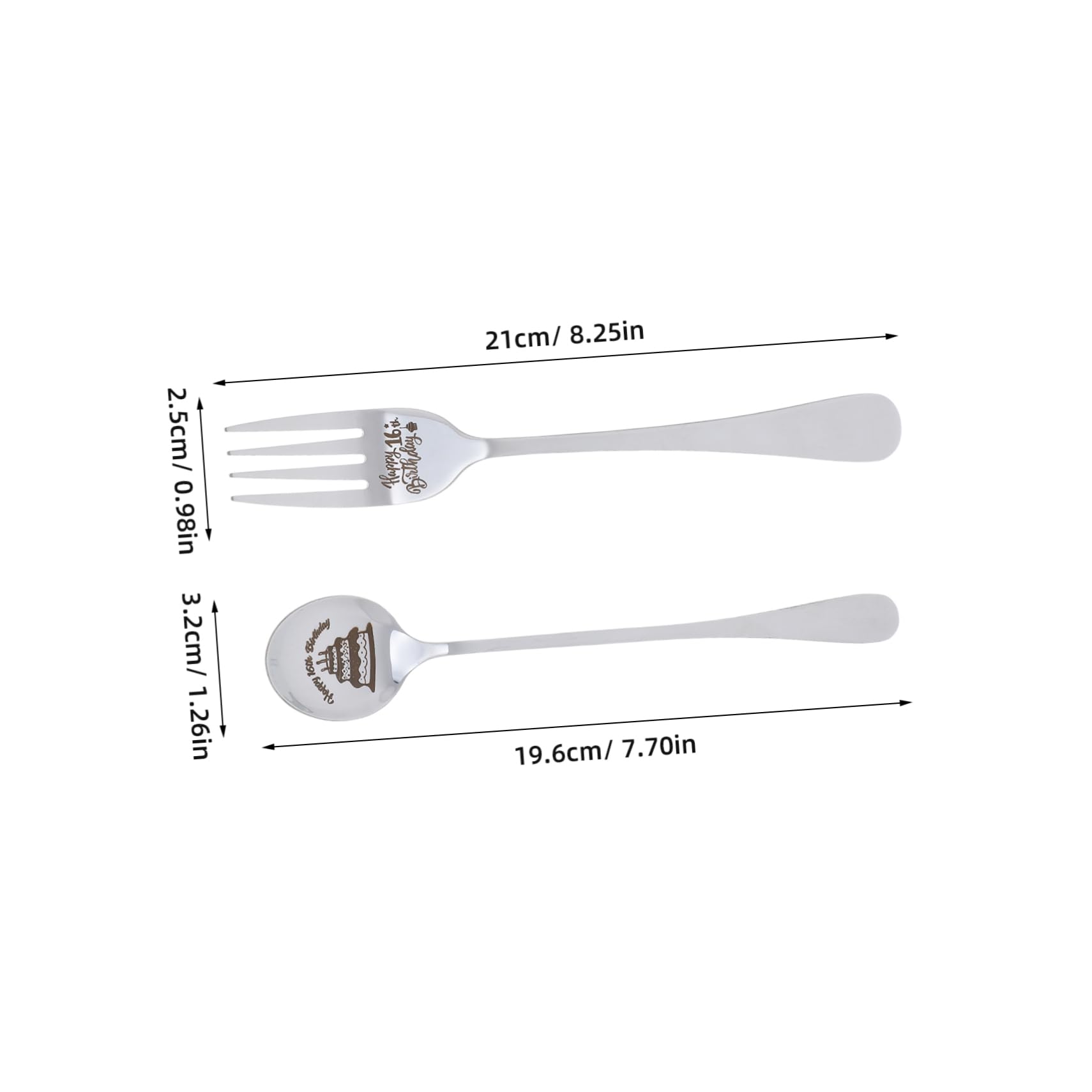 Cabilock 1 Set Modern Engraved Cutlery Stylish Birthday for Year Gender Neutral Design for Parties Everyday Use Unique Keepsake Silverware for Celebrations