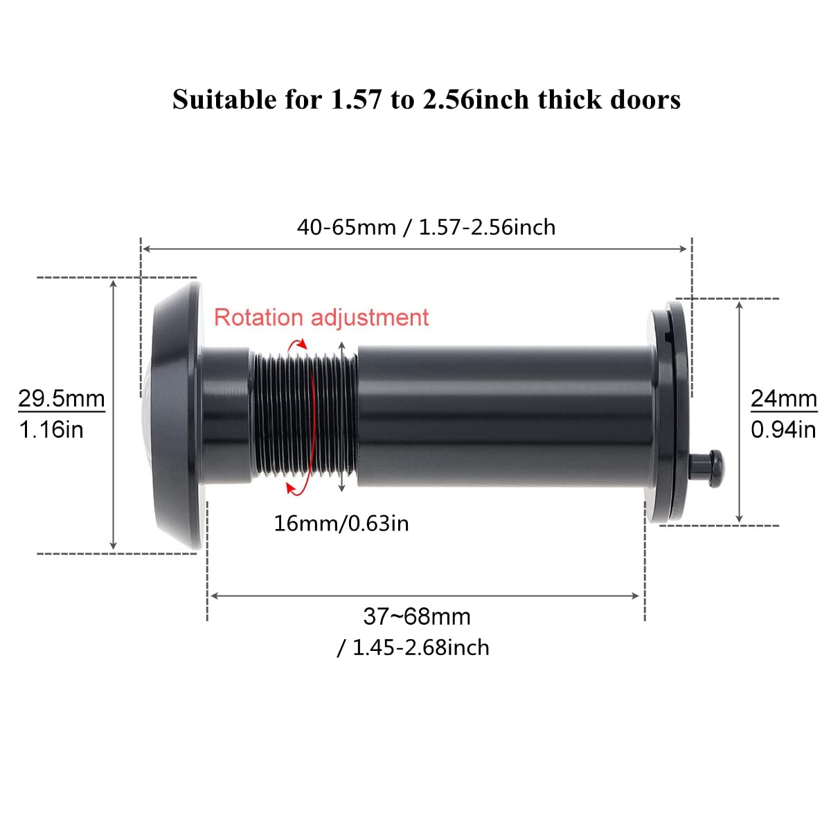HOJLKLD Door Viewer, 16mm Brass Door Spy Hole with 16mm (5/8") Drill Bit for 35mm to 60mm (1-3/8" to 2-3/8") Doors - Image 3