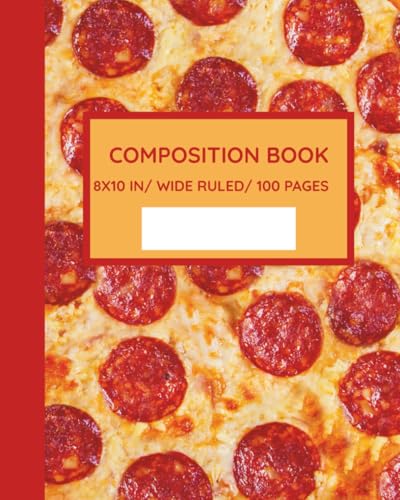 Pepperoni Pizza Composition Notebook – Wide Ruled 8x10 in, 100 Pages – Funny Food-Themed School Journal for Kids, Teens, Students, Pizza Lovers & Class Notes image 2