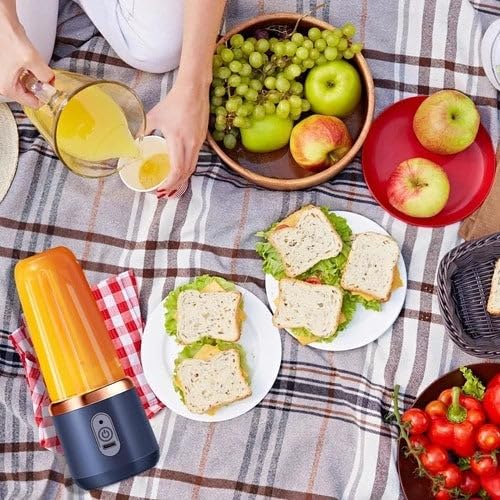 Image of H-Duka Portable Blender Electric Juicers Fruit Mixers USB Rechargeable Smoothie Mini Personal Juicer 6 Blades 3Gears With 1500 Mah Rechargeable Battery (Blue) (Blue)
