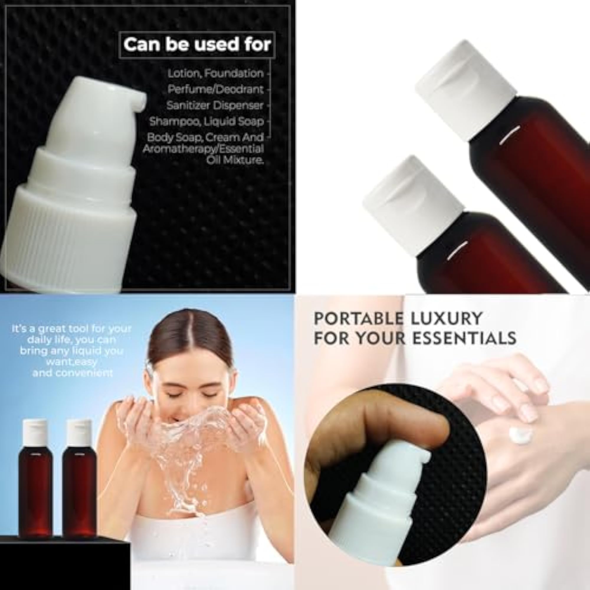 Combo Of 4-50 ml Amber Plastic Empty Flip Top Cap Bottles