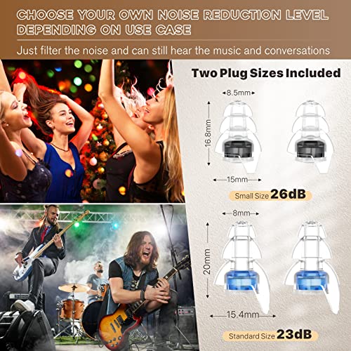 Image of Hearprotek Concert Ear Plugs, 2Pairs Reusable high Fidelity Musician Ear Plugs for Concerts Loud Music-Noise Reduction Ear Protection earplugs for Rave,Festival,Music,Tinnitus Relief