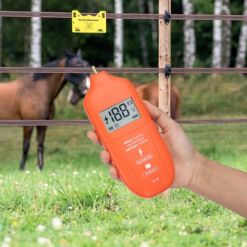 Image of Electric Fence Tester Fault Finder Digital Electric Fence Voltage Tester Max 19.9kv, Fence Voltage Tester with Large LCD Display, Grounding & 1.5V Battery Included