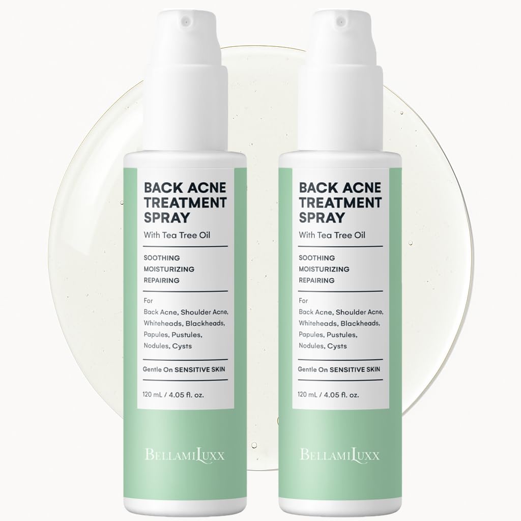 BellamiLuxx Back and Body Acne Treatment Spray: 2% Salicylic Acid & Tea Tree Oil Bacne Spray for Clear, Soothe & Moisturize - Effective for Men, Women