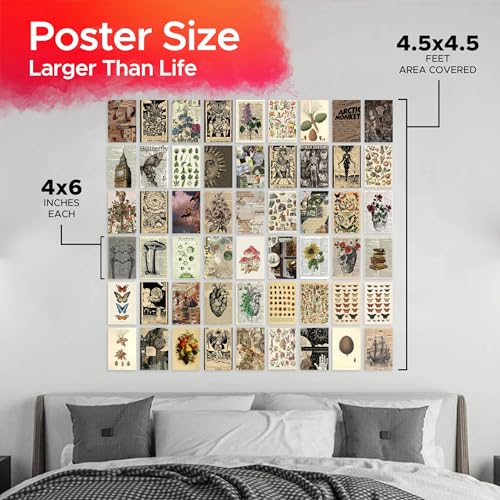 Image of CodersParadise Premium Vintage Aesthetic Wall Collage Kit - 54 Luxury 4x6 Inch Cardstock Art Prints with Adhesive Glue Dots for Elegant Room Decor