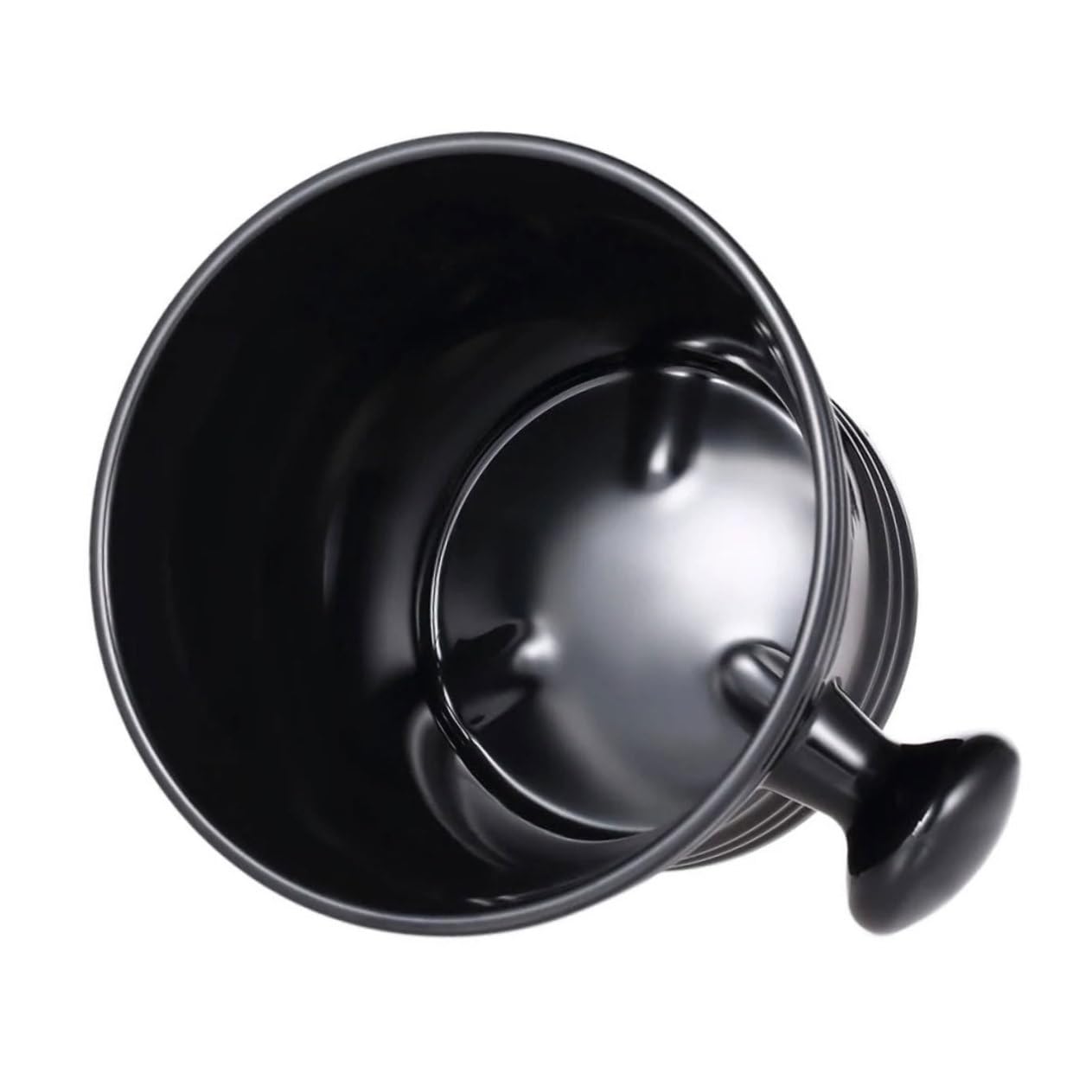Baluue Men's Shaving Soap Bowl Elegant Black Plastic Knob Handle for Easy Lathering Face Care Tool