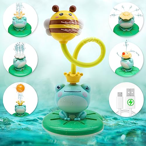 Image of Baby Bath Toys for Kids, Electric Frog Bath Toy with Shower Head & 4 Spray Water Sprinklers Bathtub Toys for Toddlers1-3, Swimming Pool Game Water Play Set Gift for Bathtub Shower Beach