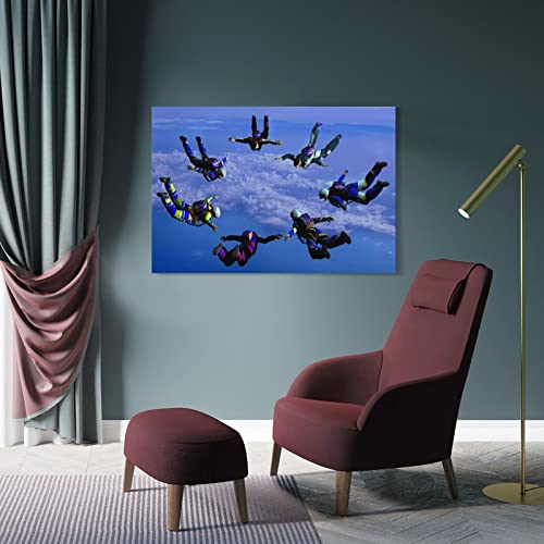 Pictures For Bedroom Wall Decor Multiplayer Skydiving Sky Extreme Sport Wall Art Paintings Canvas Wall Decor Home Decor Living Room Decor Aesthetic 24X36Inch(60X90Cm) Frame-Style #TOP3