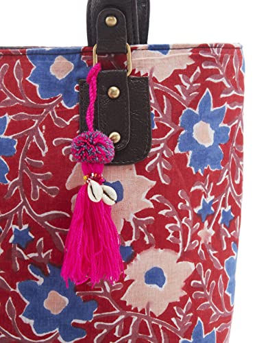 Image of NEPRI Office Pouch Tote Bag | Stylish Set of 2 Tote Bags for Women| Vegan Leather & Handblock Printed Fabric Handbag with Double Handle Shoulder Strap| Daily & Travel Use