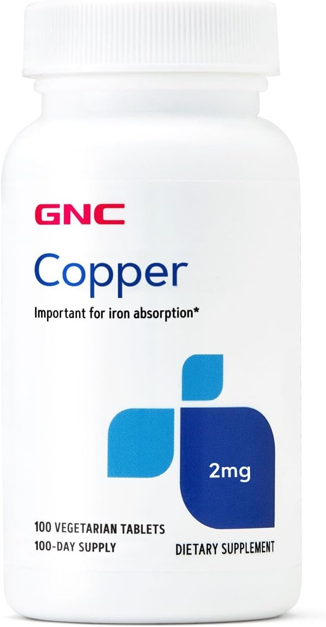 GNC Copper 2mg, Important for Iron Absorption, 100 Count