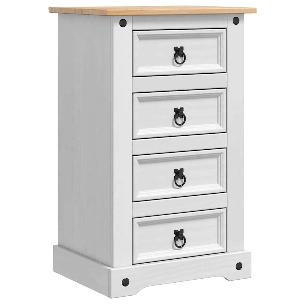 Table de chevet corona blanche pour chambre : rangez tout avec 4 tiroirs